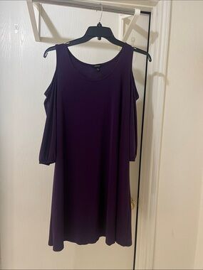 Espresso Purple Cold-Shoulder A-Line Dress